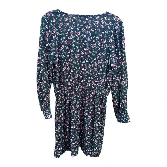 American Eagle Green Floral Long Sleeve Mini Dress // Size Medium - Picture 4 of 6